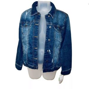 New Directions Petite Denim Jean Jacket Size PM